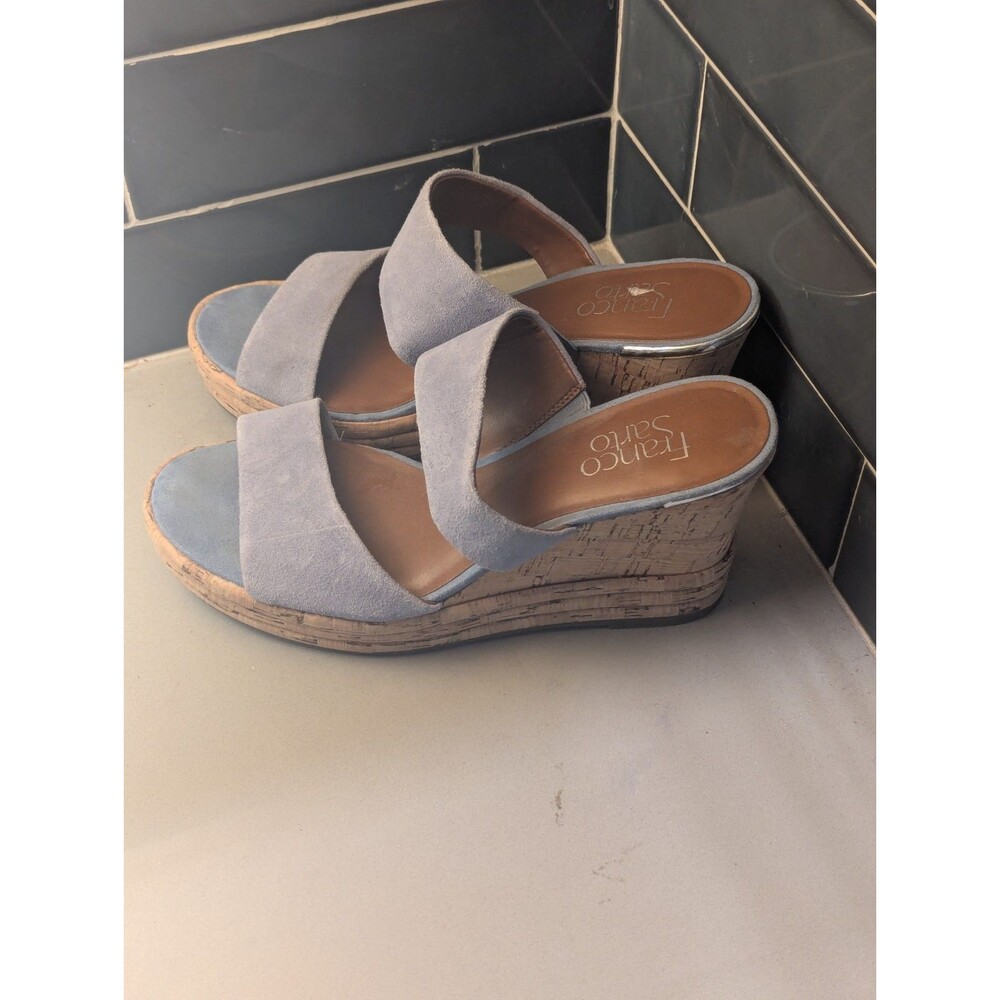 FRANCO SARTO FIORE WEDGE Sandal Light Blue Suede Size 8.5